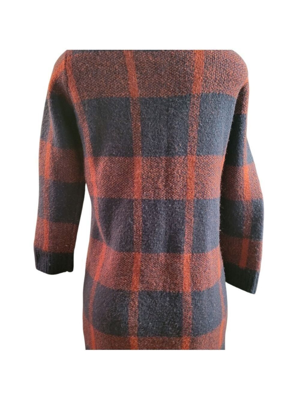 Atmosphere Rust Red & Black Plaid Open-Front Cardigan Small Alpine Western - Picture 4 of 5